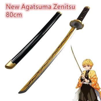 1:1 Kimetsu nr. Yaiba Kardas, Ginklas Demon Slayer Naujų Agatsuma Zenitsu Cosplay Kardas Anime Ninja Peilis medienos žaislas 80cm
