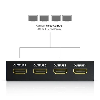 1 x 4 HDMI suderinamus Splitter Konverteris 1-4 Iš HD 1.4 Splitter Stiprintuvo HDCP 4K/1080P Dvigubas Ekranas HDTV DVD PS3 Xbox