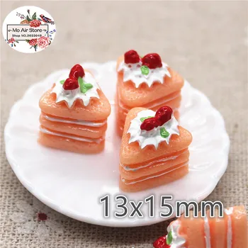 10vnt Dervos 3D rožinis braškių tortas Cabochon Miniatiūrinės maisto Meno Tiekimo Apdailos Žavesio 