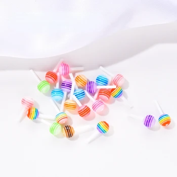 10vnt Maišyti Spalvas Mielas Lollipop Saldainiai Mini Nagų Dailės Papuošalai 3D 4mm6mm 