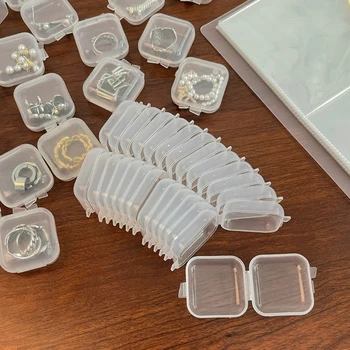 10vnt/set Plastiko Granulių Laikymo Konteineriai Mini Aišku, Kvadratinė Dėžutė Tuščia 1