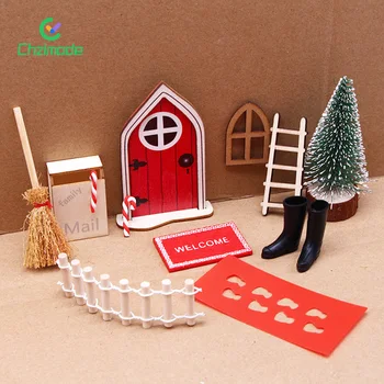 11PCS/Set Kalėdų Miniatiūrinės Scenos Masto Modelis Mini Papuošalai Lėlės Namų Duris Imitavimo Modeliai Kalėdos naujieji Metai Darbastalio Dekoras