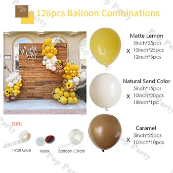 126pcs Bičių Balionų Girliandą Rinkinys Geltona Smėlio Gimtadienio Balionas Arkos Apdaila Gimtadienio Baby Shower Karamelė Lankas Ballon
