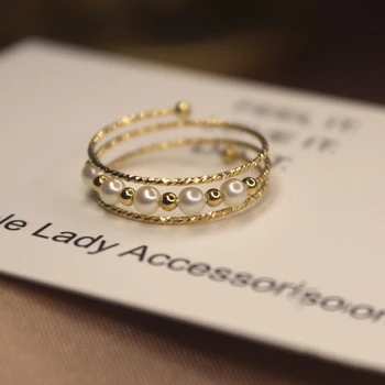14K Aukso Užpildytas Pearl Žiedai 3MM Natūralių Perlų Papuošalai yra Rankų darbo Žiedas Karka Mujer Boho Bague Femme Minimalizmas Boho Žiedai