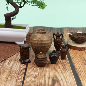 1pc 1:12 masto Rankų darbo Lėlės Namas Miniatiūriniai Senovinių Keramikos Vazonas Vaza Jar Lėlės Namas Priedai 3