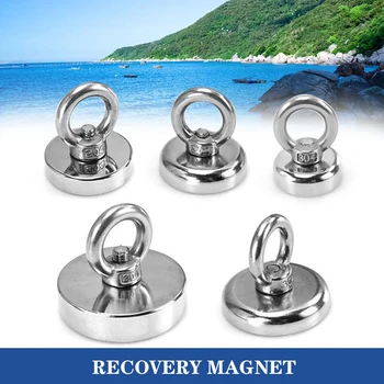 1PC Neodimio Magnetas Galingas Gelbėjimo Kablys Jūrų Magnetai Žvejybos Mount Turėtojas Puodą Su Žiedu Super Stiprus Apvalus Paieškos Magnetas