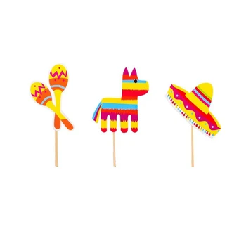1Set Meksikos Fiesta Šalies Alpaka Kaktusas Skrybėlę Donkey Cupcake Topper Baby Shower Pyragas Apdaila Vasaros Vestuvių, Gimtadienio Prekes 2