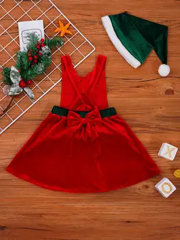 2021 m. Vaikų Mergaičių Aksomo Kalėdų Kostiumas Festivalis Santa Sąlyga Merginos Kalėdų Šalis Išgalvotas Suknelė su Skrybėle Naujų Drabužių Chilren