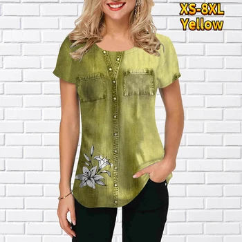 2022 m. Vasaros Nauji moteriški Drabužiai 3D Gėlių Spausdinti marškinėliai Mados Meno Modelio Spausdinimo Trumpas Rankovės Kasdien Laisvalaikio moteriški marškinėliai