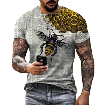 2022 m. Vasaros Vyrų 3D Spausdinimo T-Shirt Lauko Asmenybės Bičių Gyvūnų Atsitiktinis Kvėpuojantis O-Kaklo trumpomis Rankovėmis Marškinėliai