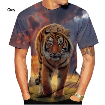 2022 m. vasarą naujų Harajuku vyrų 3D tigras, print t-marškiniai, trumparankoviai greitai-džiovinimo megztinis-ultra plonas drabužių