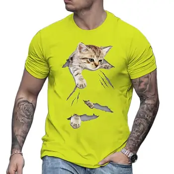 2022 Mielas Katė Gyvūnų Marškinėliai Vyrams 3d Spausdinimo Vyrų Katė T Shirt O-Kaklo trumpomis Rankovėmis Negabaritinių Funny Cat Topai Marškinėliai, Vyras Aprengti