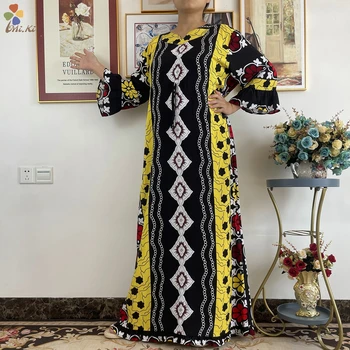 2022 Naują Afrikos moterų Dashiki ilgomis Rankovėmis Prarasti Medvilnės Juosmens Elegantiškas Abaja Ilga Suknelė Vasarai Maxi Atsitiktinis Palaidų Suknelės