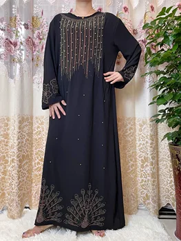 2022Abaya Moterų Dubajus turkijos Akmenys Blizga ilgomis Rankovėmis Kaftan Suknelės Afrikos Musulmonų Islamo Deimantų Drabužių Šalis Suknelė 1