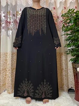 2022Abaya Moterų Dubajus turkijos Akmenys Blizga ilgomis Rankovėmis Kaftan Suknelės Afrikos Musulmonų Islamo Deimantų Drabužių Šalis Suknelė 4