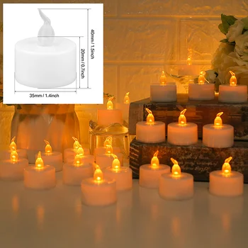 24Pcs LED Arbata Šviesos Žvakės Flameless Nerūkomojo Šiltai Balta Ramstis Lempa Vestuvių Jubiliejų, Gimtadienio, Kalėdų Dekoro