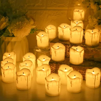 24Pcs LED Arbata Šviesos Žvakės Flameless Nerūkomojo Šiltai Balta Ramstis Lempa Vestuvių Jubiliejų, Gimtadienio, Kalėdų Dekoro 4
