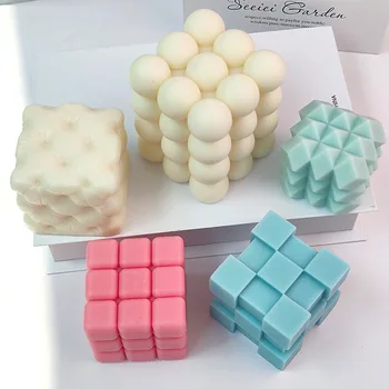 3D Cube Silikono Žvakių Liejimo Non-Stick 