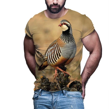 3D Spausdinimo Harajuku T-Shirt Vasaros Gyvūnų Medžioklės Kurapka Paukščių Mados Atsitiktinis Vyrų marškinėlius trumpomis rankovėmis Streetwear Vyras 1