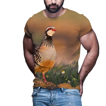 3D Spausdinimo Harajuku T-Shirt Vasaros Gyvūnų Medžioklės Kurapka Paukščių Mados Atsitiktinis Vyrų marškinėlius trumpomis rankovėmis Streetwear Vyras 4