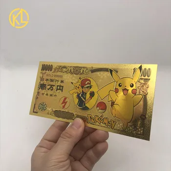 3pcs Pokemon KORTAS Pikachu Pokeball Aukso Banknotų Aukso Plastikinių Banknotų Klasikiniai Vaikystės Atminties Surinkimo Dovana Vaikams