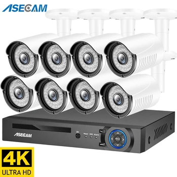 4K 8MP Saugumo kamerų Sistema, Rinkinys H. 265 VAIZDO POE NVR Lauko P2P Audio Video Įrašyti Vaizdo Stebėjimo Nustatyti xmeye