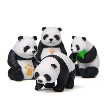 4Pcs Panda su Pėdsaką Figūrėlės Pasakų Sodo Namų Dekoro Mini 