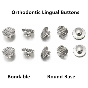 50Pcs Dantų Ortodontinis Kalbomis Mygtukai Bondable Apvalaus Pagrindo Akių Nerūdijančio Plieno Orto Laikiklis Petnešos