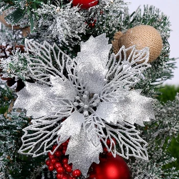 5vnt Blizgučiai Kalėdinė Dirbtinės Gėlės Linksmų Kalėdų Dekoracijos Namų 2022 Kalėdų Eglučių Papuošalai Naujųjų Metų Dovana