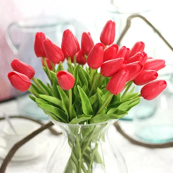 5vnt Nekilnojamojo Touch Tulip Gėlių Šilko Dirbtinės Gėlės, Vestuvių Dekoravimo Reikmenys Nekilnojamojo Touch Netikrą Gėlių Namų Puošybai
