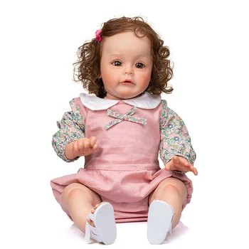 60CM Reborn Baby Doll, Rudi Garbanoti Plaukai Sue-Sue 3Month Rankų darbo Meno Lėlės Dovana Žaislai Vaikams Tonas Vertus Įsišaknijusi Aukščiausios Kokybės DropShipping