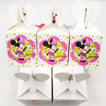 6vnt animacinių filmų minnie mouse saldainių dėžutė dekoravimo, kūdikių dušas, dovanų dėžutėje šalies laimingas merginos gimtadienio prekių vaiko naudai
