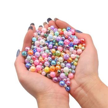Akrilo ABS imitacija, perlų AB spalvos apvalios granules granules granules granules išsimėtę 