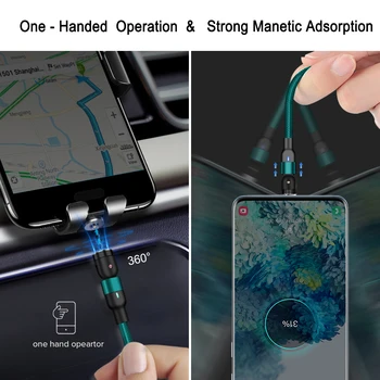 AUFU Magnetinio Įkrovimo Kabelis iPhone13 12 XS Max Laido Viela, Micro USB C Tipo Magnetas Įkroviklis Samsung 