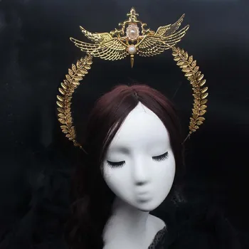 Aukso Halo Deivė Vinjetė Gothic Lolita galvos Apdangalai 