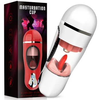 Automatinis kalba-lyžis balso masturbacija taurės sekso mašina vyrų masturbadores para el hombre vaginas reales para hombres Suaugusiųjų 4