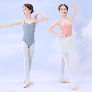 Baleto Triko Mergina Vaikų Šokių Camisole Gimnastika Leotard Vasaros maudymosi Kostiumėliai, V Atgal Baleto Kostiumai