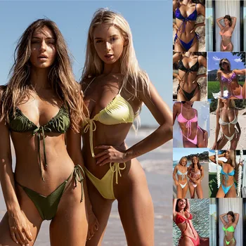 Bikini Rinkiniai Moterims Seksualus Mažas Juosmens Diržas Push Up Dviejų Dalių Maudymosi 2021 M. Brazilijos Paplūdimio Mergaitė Paplūdimio Maudymosi Kostiumai, Maudymosi Kostiumėliai,