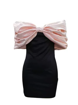 CHRONSTYLE 2022 Moterų Sexy Stebėjimo Slim Mini Suknelė Off Peties Žemų dažnių Ruched Suknelės Backless Lankas Vestidos Šalies Streetwear