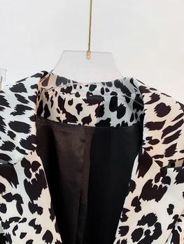 DEAT mados moterų švarkas įpjovomis apykaklės slim vieną mygtuką Gradiento spalvos leopard kostiumas, švarkeliai rudenį 2023 nauja banga 17A4078