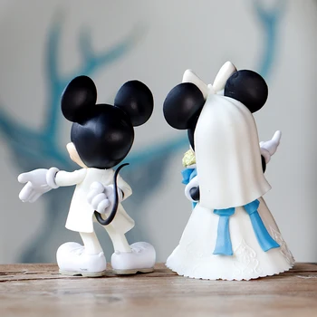 Disney 12cm Animacinių filmų Balta vestuvinė suknelė Minnie Veiksmų Skaičius, Lėlės Mickey Mouse Modelio Gimtadienio Tortas Vestuvių dekoravimo, dovanų