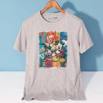 Disney Elegantiškos Mados Minnie, Mickey Mouse Laišką Animacinių Filmų Spausdinti Unisex Moterys T-Shirt O-Kaklo Megztinis Trumpomis Rankovėmis Tee Viršūnes 10 Spalva 5