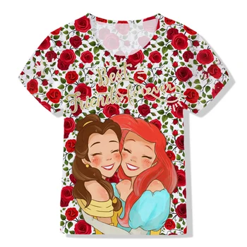 Disney gražus Elsa Princesė / Anna Princesė užšaldyti mergina, print T-shirt vasaros suknelė mergaitė grupė dress Gimtadienio Marškinėliai