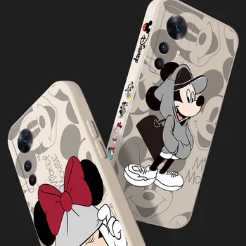Disney Mickey Minnie Mouse Telefoną Atveju Xiaomi Mi 12S 12 12X 11i 11T 11 10 10S 10T Pro Lite Ultra Skysčio Kairėje Virvę TPU 5
