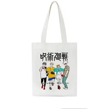 Džiudžiutsu Kaisen Canvas Tote Maišą Japonų Anime Moterų Pečių Maišą Ins Harajuku Didelės Talpos Derliaus Animacinių Filmų Shopper Bags