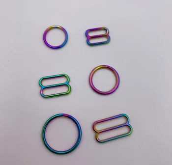 Eco - friendly 10 rinkiniai liemenėlė lydinio vaivorykštė žiedai ir reguliuojančios slankmačiai sagtys apatinis trikotažas reguliuojamas aksesuaras spalvinga detalės