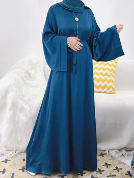 Eid Abaja Musulmonų Ilga Suknelė Moterims Minkšto Satino Elegantiškas Ramadanas Hijab Skraiste Afrikos Suknelės Islamas Dubajus turkijos Kuklus Abayas
