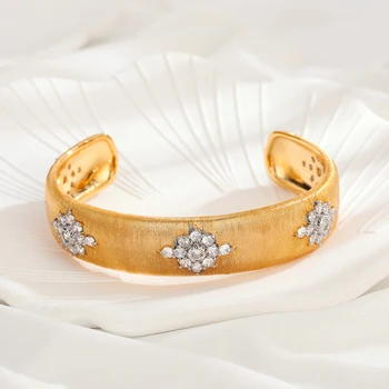 Europos ir Amerikos teismas retro italijos Buccella apyrankę šilko amatų dviejų spalvų auksu ponios žiedo su deimantu, graviravimas