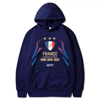 Futbolo Spausdinti Hoodie Puloveris Prancūzijos Čempionas Atminimo Hoodie Atminimo Trumpas Rankovės