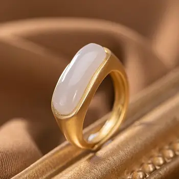 Gamtos Hotan Violetinė Jade ilgio ovalo formos atidarymo reguliuojamas žiedo Kinijos retro Bohemiškas, elegantiškas moterų sidabro papuošalai